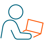 user at computer icon