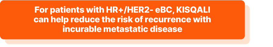 For patients with HR+/HER2- eBC, KISQALI can help reduce the risk of recurrence with incurable metastatic disease