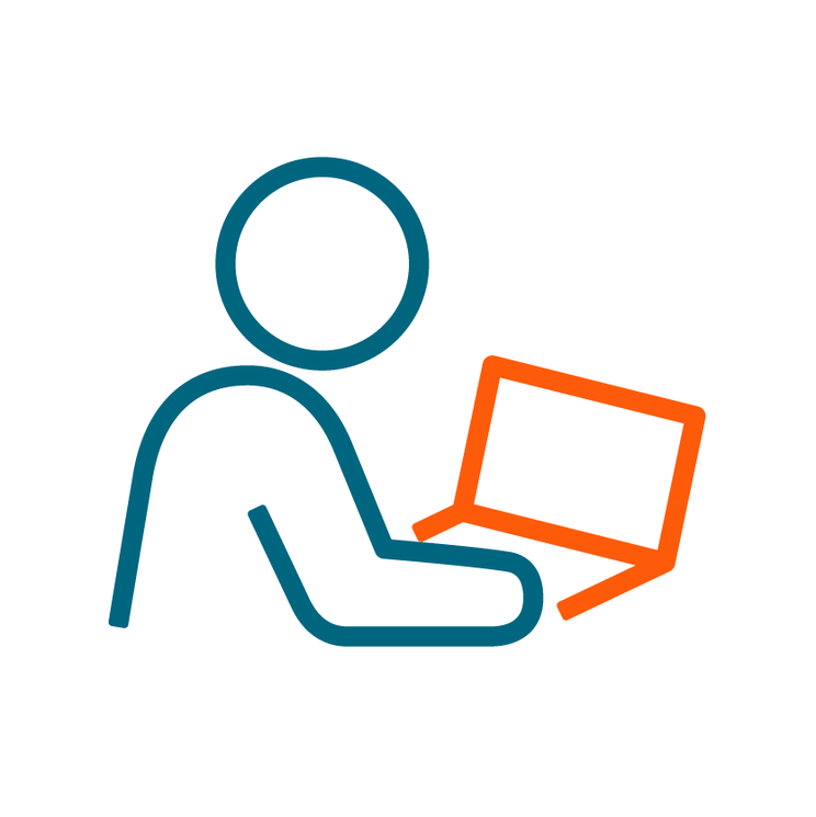 user at computer icon